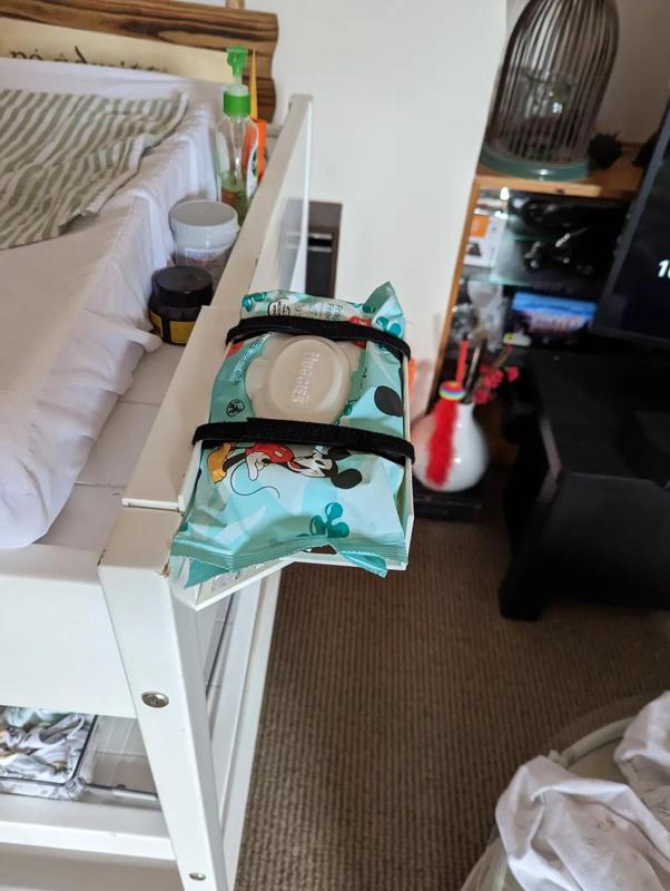 Velcro change table baby wipe holder