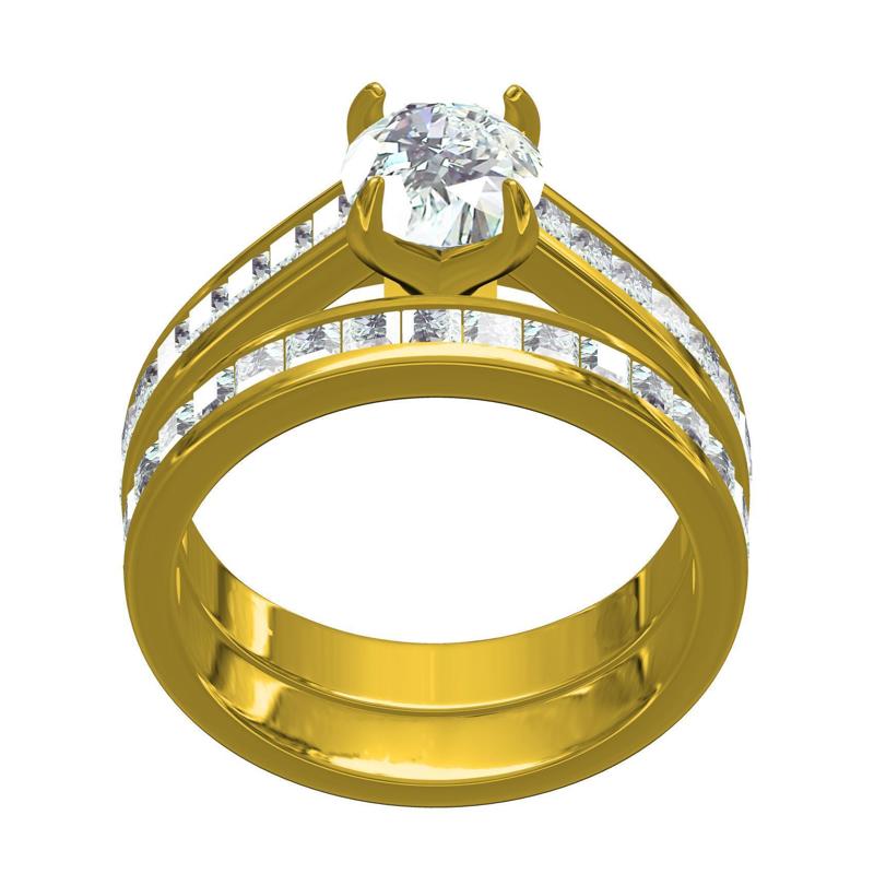 Antique Solitaire Bridal Engagement Ring with Band