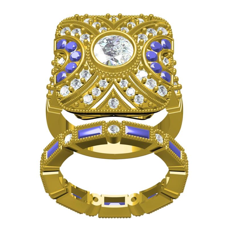 Antique Art Deco Engagement Ring With Band