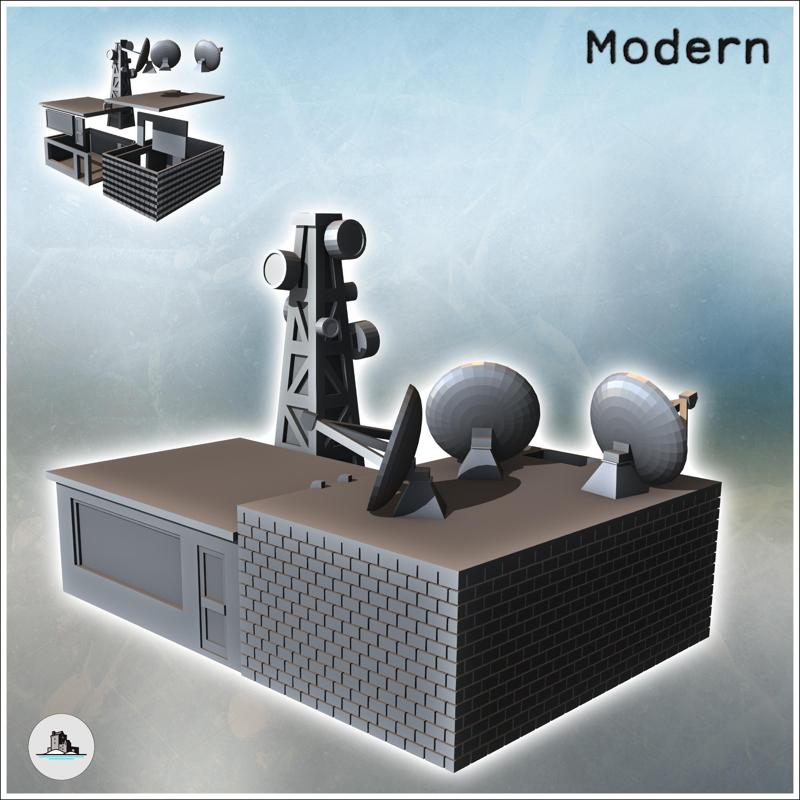 Telecommunication building with dish and antenna tower (20) - Cold Era Modern Warfare Conflict World War 3 RPG  Post-apo WW3 WWIII