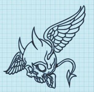 WINGED  SKULL - WALL ART