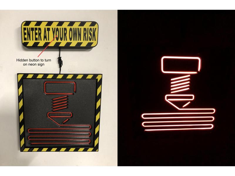 Power box, switch and fixing for neon nozzle sign