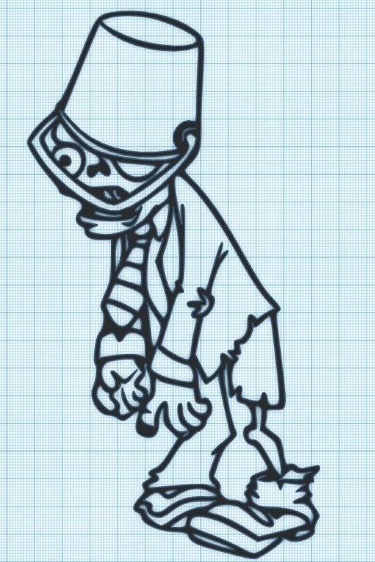 ZOMBIE - BUCKET HEAD - WALL ART