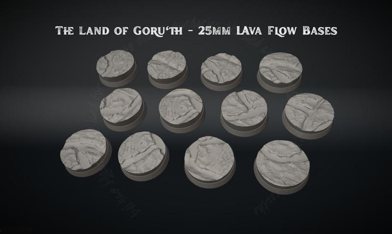 The Land of Goru'th - 25mm Lava Flow Bases