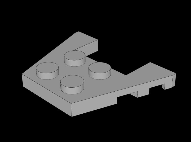 Lego Compatible (48183.dat) Wing  3 x  4 with  1 x  2 Cutout with Stud Notches