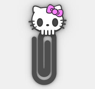 hello kitty skull - Paper clip, bookmark - 3MF pre-painted , STL