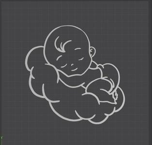 Sleep baby on cloud silhouette 2d