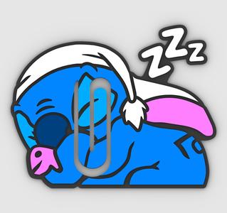 Tired Stitch asleep - v2 - Paper clip, bookmark - 3MF pre-painted , STL