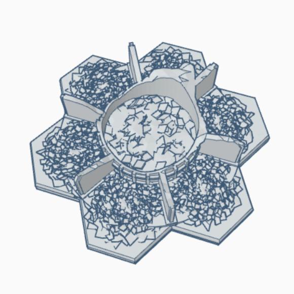 Sci-Fi Destroyed Building 46 with Hex Base