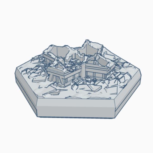 Sci-Fi Destroyed Building 15 Hex Map Scale HMSSFD015