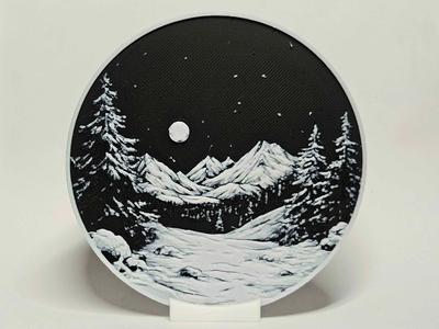 Winter Night Landscape Coaster