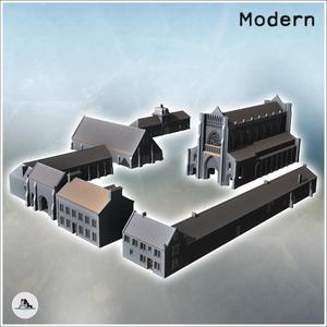Set of buildings of the Abbey of Notre-Dame d'Ardenne (Calvados, Normandy, France) - Modern WW2 WW1 World War Diaroma Wargaming RPG Mini Hobby