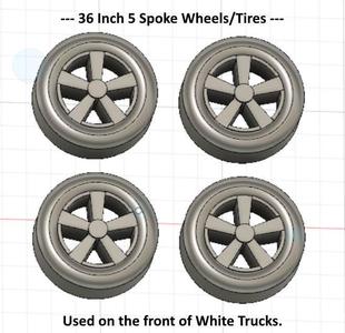 N Scale -- Wheel/Tire Combinations in 36" and 40" diameters.