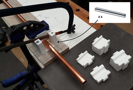 Saw Guide with hard-doweled notch for Hacksaw