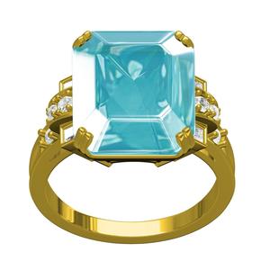 Aquamarine Round Diamond Solitaire Ring