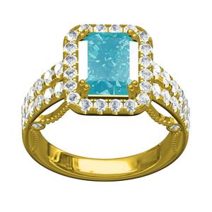 Emerald Stone Round Diamond Halo Art Deco Engagement Ring