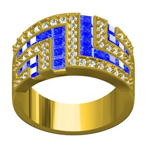 Diamond and Blue Sapphire Stone Cocktail Ring