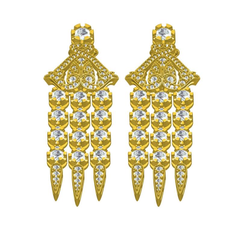 Unique Diamond Drop Dangle Stud Earring