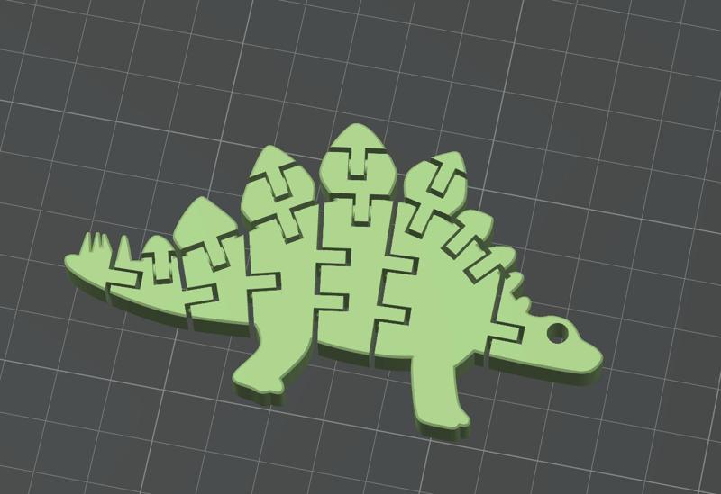 Flexi Stegosaurus Dinosaur – Print-in-Place Fidget Toy + Keychain