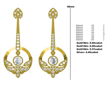 Antique Diamond Long Dangle Drop Earring