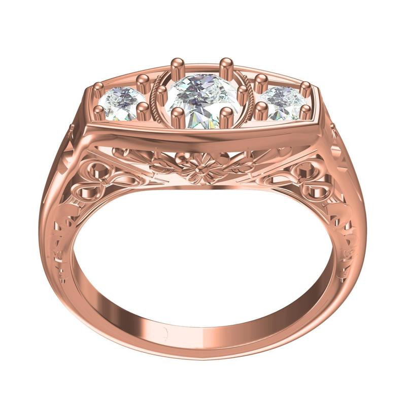 Three Stone Art Deco Ring