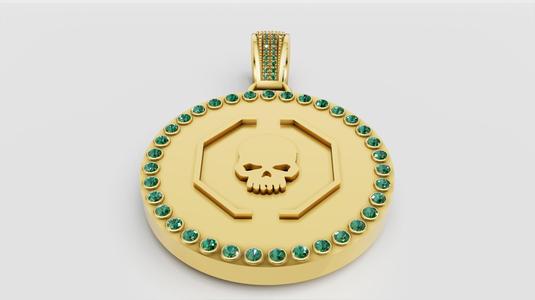 skull octagon pendant 3D printable model