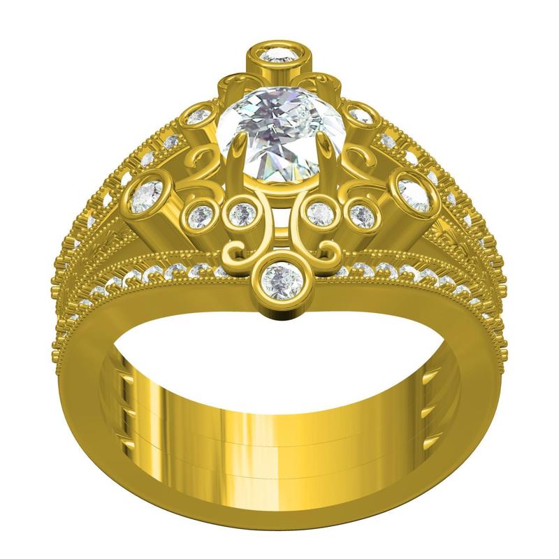 Round Cut Diamond Bezel Set Wedding Bridal Ring Set