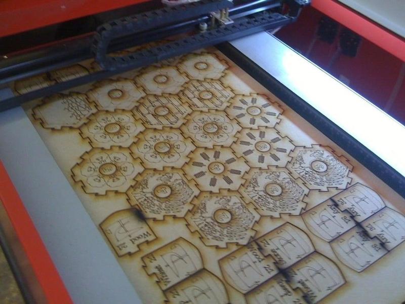 Lasercut tiles for Settlers of Catan