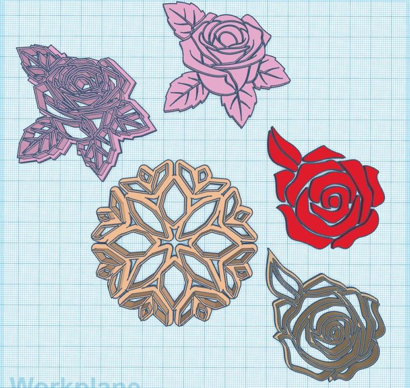 Cookie cutter, Polymer Clay Cutter Flowers Roses Set of 3