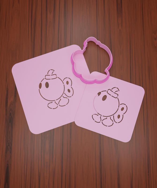Stencil + Cutter Mario Bross Enemies #8 "Bob-omb".