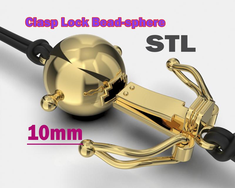 Jewelry CLASP Lock bead 10mm diameter STL ready for Print