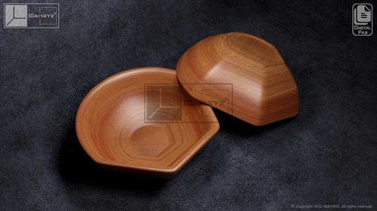 Semi-Hexagonal Round Bowl - CNC Files for Wood (STL)