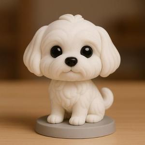 Perro Bichón maltés figura estilo chibi