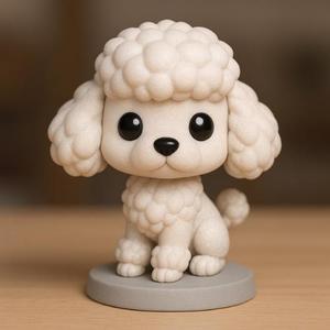 Perro Poodle (Caniche) figura estilo chibi