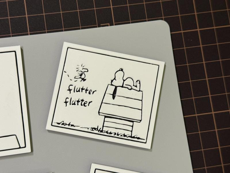 Snoopy comic lithophane fridge magnet: Snoopy and Woodstock