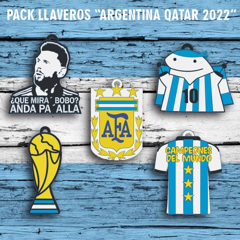 PACK 5 KEY RINGS " ARGENTINA QATAR 2022 " - " WORLD CUP ".