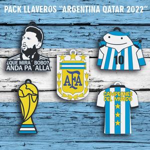 PACK 5 KEY RINGS " ARGENTINA QATAR 2022 " - " WORLD CUP ".