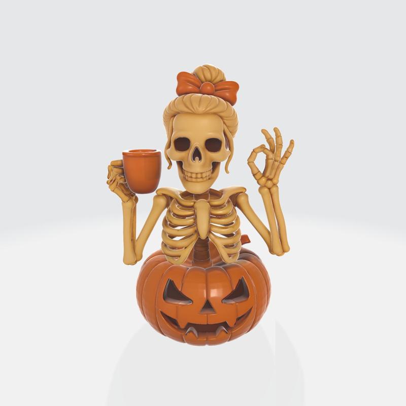 Halloween Skeleton Enjoying Coffee – Spooky 3D Printable Decor