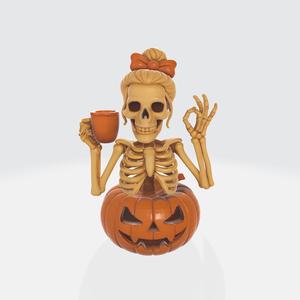 Halloween Skeleton Enjoying Coffee – Spooky 3D Printable Decor
