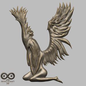 Fallen Angel Wings – 3D Fantasy Relief Sculpture for CNC & Printing