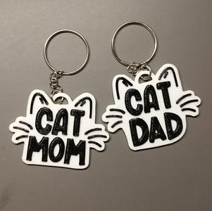 Cat Mom and Cat Dad keychains