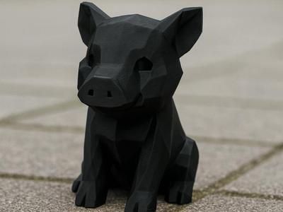 Cute Low-poly Sitting Wild Boar