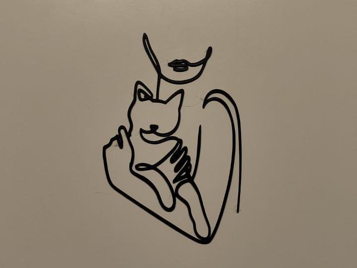 woman and cat wall art