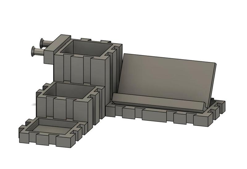Modular Desk Organizer - 5 Modules: Phone Holder, Pencil Holder, Key Holder, Post-it and Pouch Holder (3D Print)