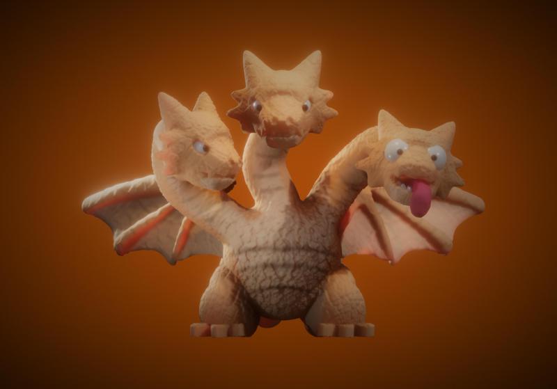 Cute chibi king gidohra Made in Nomad Sculpts