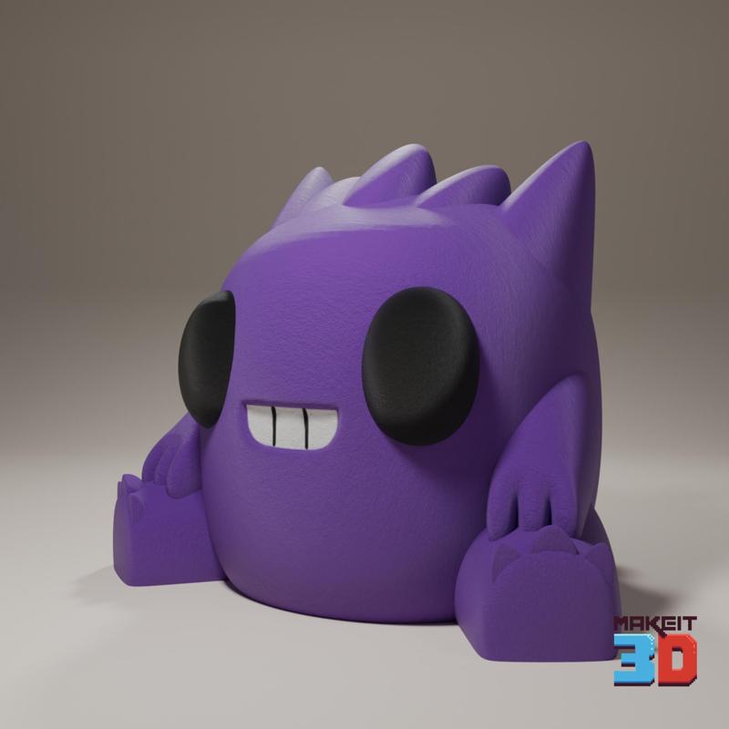 3D Printable Chibi Gengar With Print in Place Pokeball