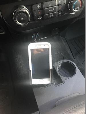 QI Charger for Cup Holder - Samsung S6 Lifeproof Case, iphone 9+, Samsung S9+