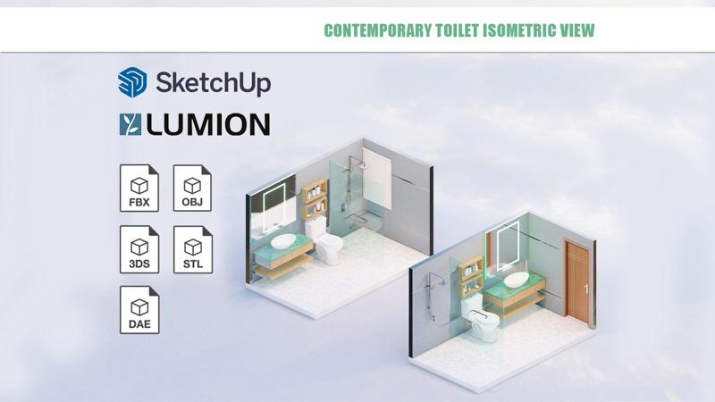Contemporary Toilet Isometric view