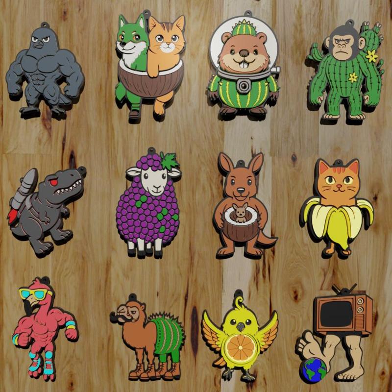 PACK 12 KEYCHAIN / KEYCHAIN / BRAINROT ITALIANO #8 - IA ITALIAN ANIMALS (STL AND 3MF)