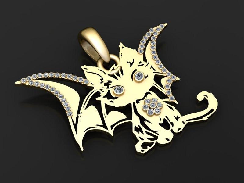 Baby Dragon Cat Pendant 3d printable model